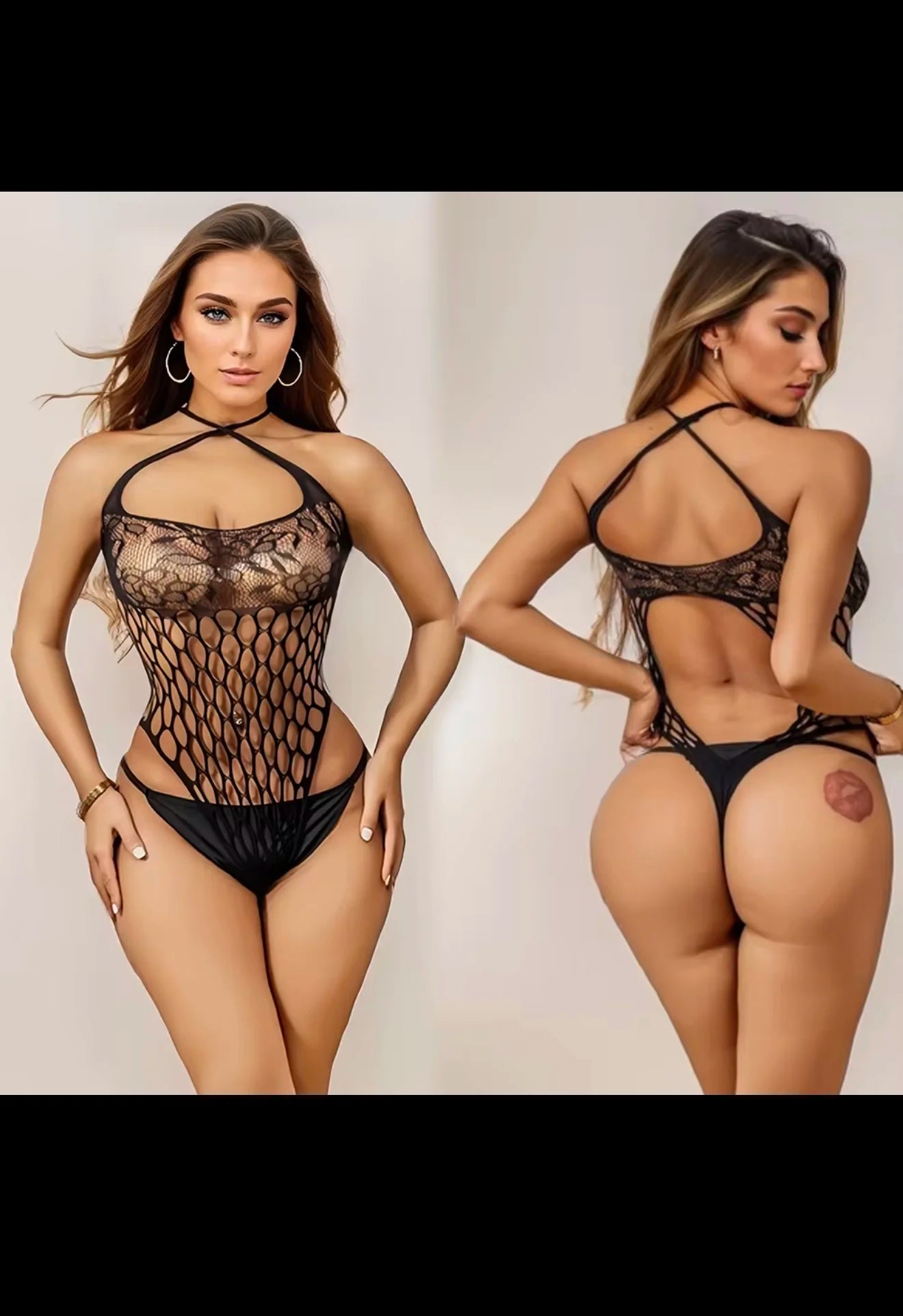 Halter Whale-Net Bodysuit